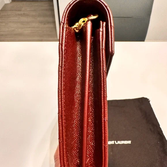 YSL AUTHENTIC medium sized gorgeous maroon color wallet on chain - Picture 12 of 12